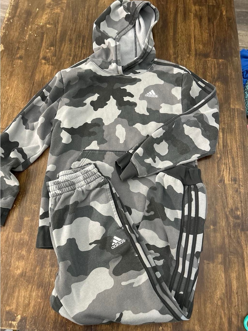 adidas Gray Camo Hoodie & Joggers Set - Black & Gray